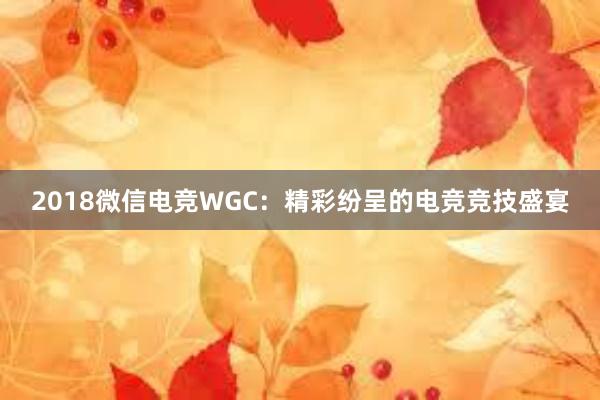 2018微信电竞WGC：精彩纷呈的电竞竞技盛宴